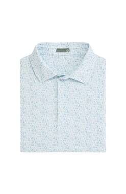 NEW GENTEAL men's mariners print printed performance polo in vintage blue
